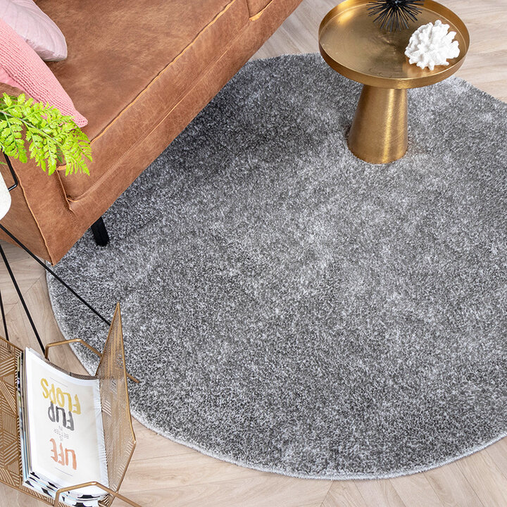 Rund Matta Med Hög Lugg  - Glazy Ljusgrå
