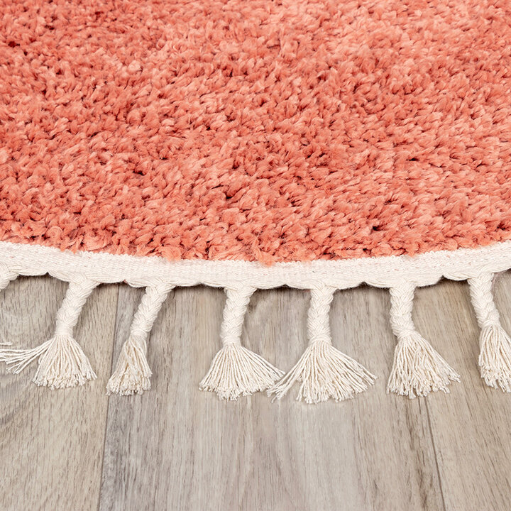 Rund Matta Med Hög Lugg  - Lofty Fringe Persikorosa