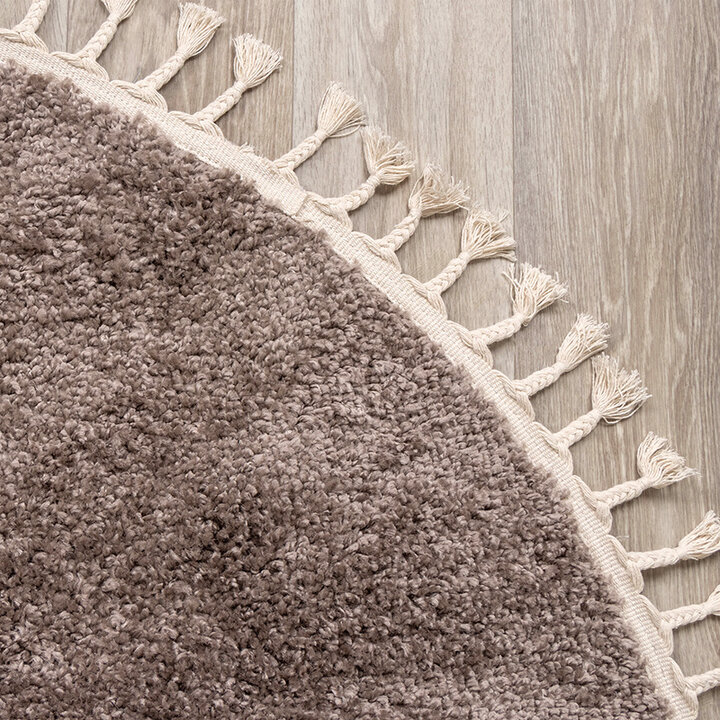 Rund Matta Med Hög Lugg  - Lofty Fringe Fringe Taupe