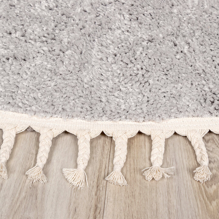 Rund Matta Med Hög Lugg  - Lofty Fringe Ljusgrå