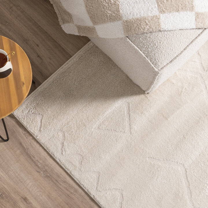 Japandi-Matta - Yori Geo Gräddvit/Vit