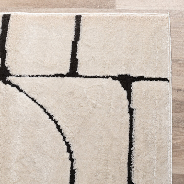 Japandi-Matta - Yori Blocks Gräddvit/Svart