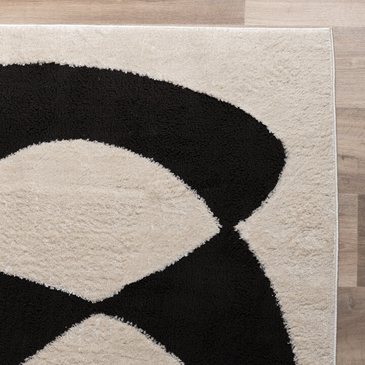 Japandi-Matta - Yori Abstract Gräddvit/Svart