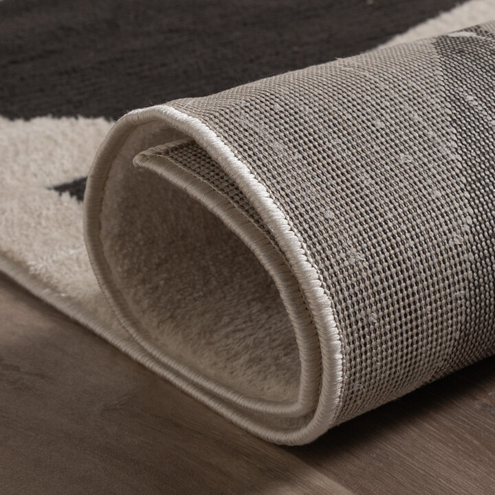 Japandi-Matta - Yori Abstract Gräddvit/Svart