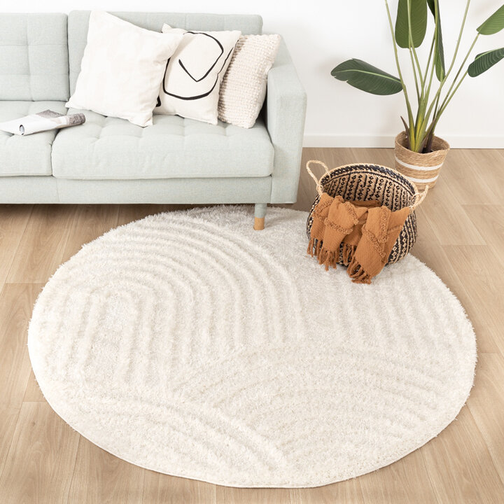 Rund Skandinavisk Matta - Lova Arches Gräddvit