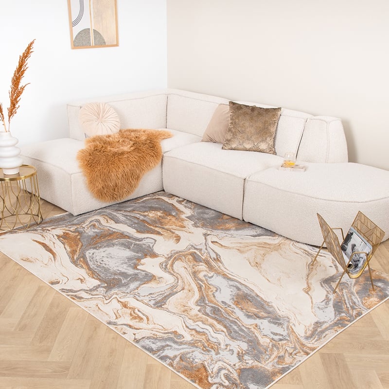 Marmormönstrad Matta - Leonore Marble Gräddvit/Grå