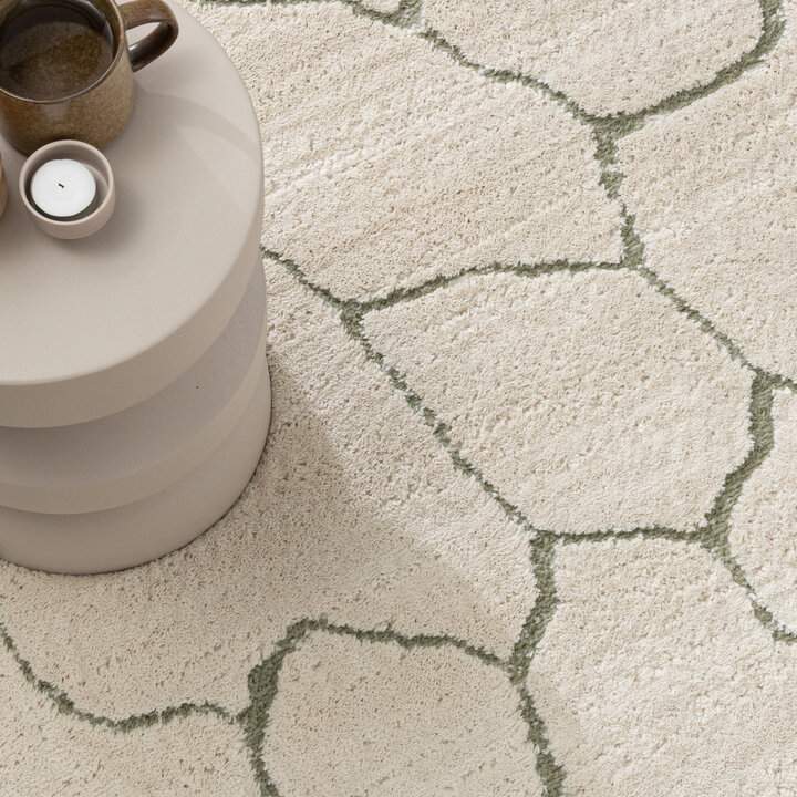 Skandinavisk Matta - Yune Stone Gräddvit/Grön
