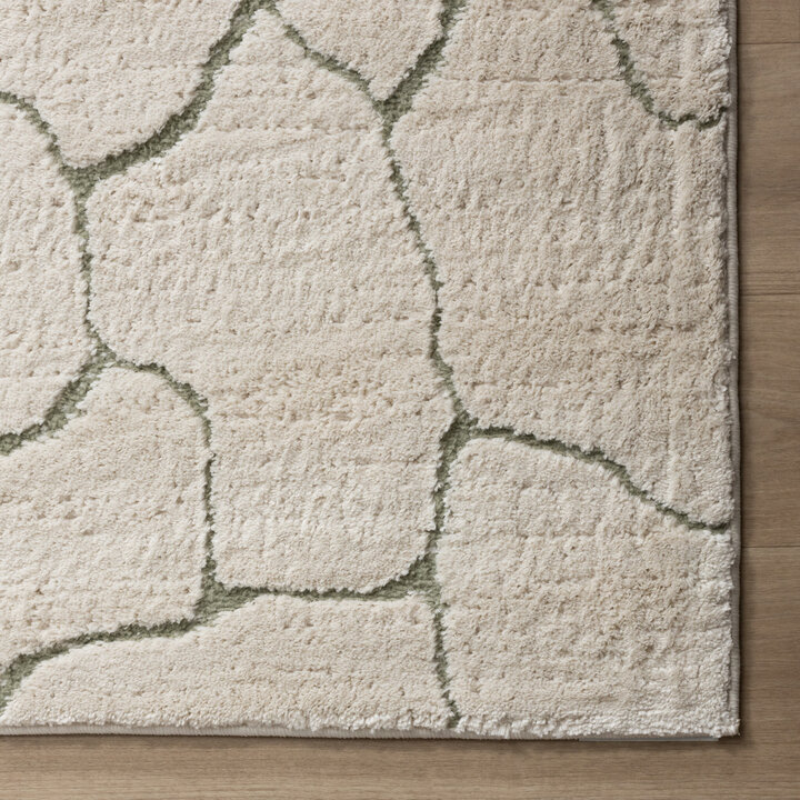 Skandinavisk Matta - Yune Stone Gräddvit/Grön