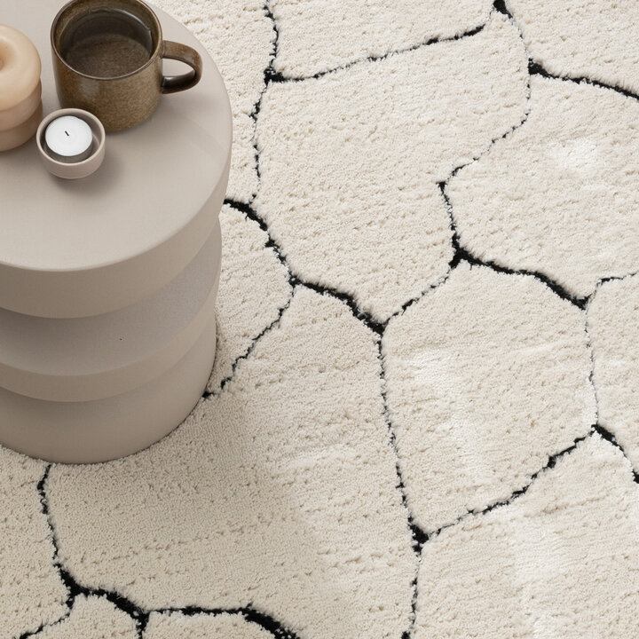 Skandinavisk Matta - Yune Stone Gräddvit/Svart