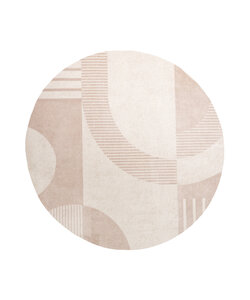 Rund Japandi-Matta - Aurora Shapes Beige