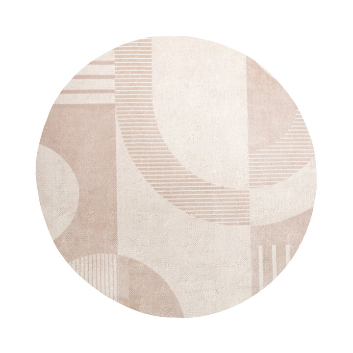 Rund Japandi-Matta - Aurora Shapes Beige