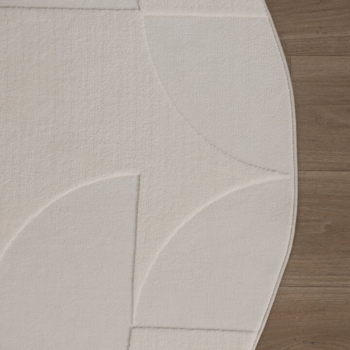 Rund Skandinavisk Matta - Charm Circles Vit