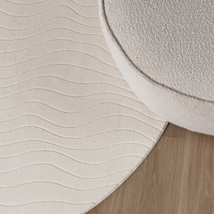 Rund Skandinavisk Matta - Charm Waves Vit