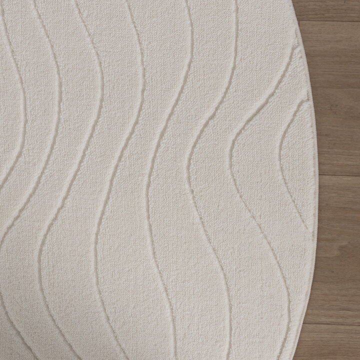 Rund Skandinavisk Matta - Charm Waves Vit