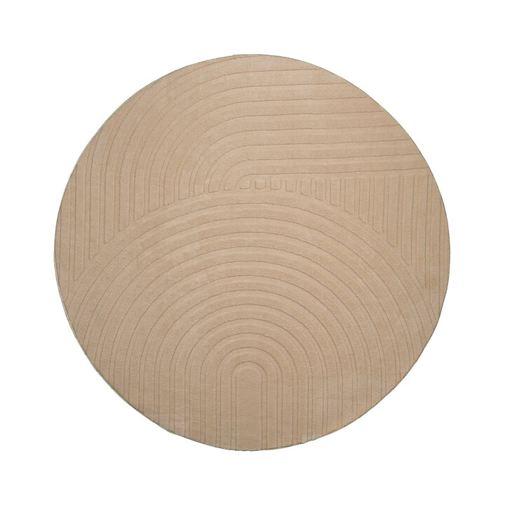 Rund Skandinavisk Matta - Charm Curves Beige