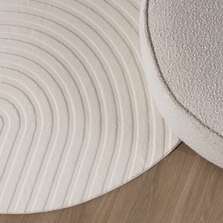 Rund Skandinavisk Matta - Charm Curves Vit