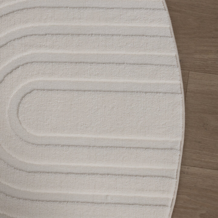 Rund Skandinavisk Matta - Charm Curves Vit