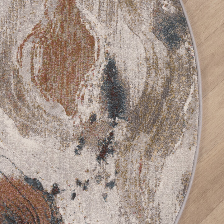 Rund Abstrakt Matta - Xavier Wave Blå/Röd