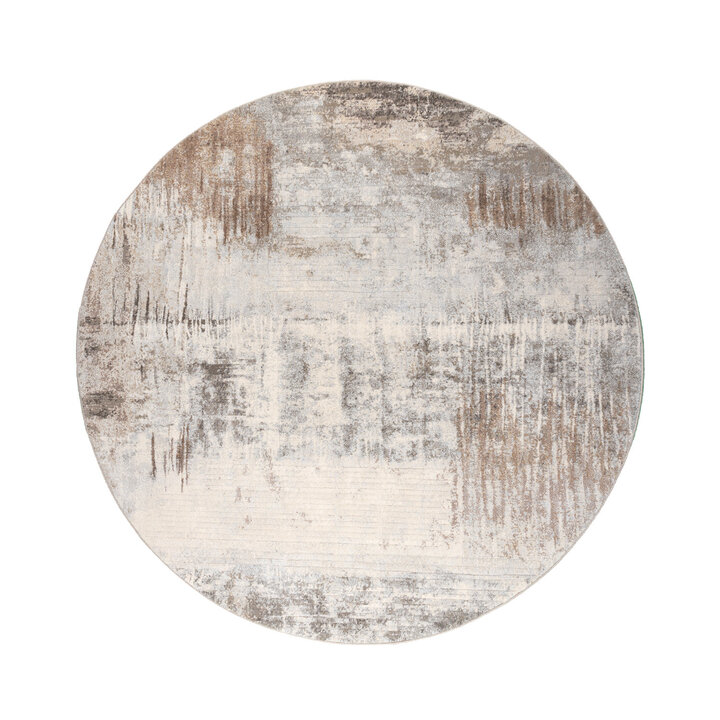 Rund Abstrakt Matta - Xavier Scratch Taupe/Grå