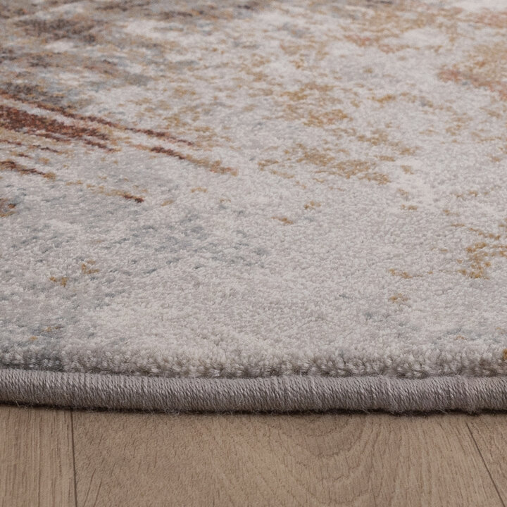 Rund Abstrakt Matta - Xavier Scratch Taupe/Röd