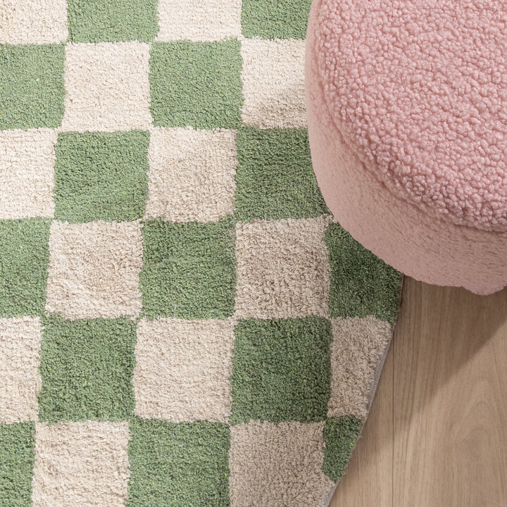 Rund Retromatta - Gambit Grön/Vit