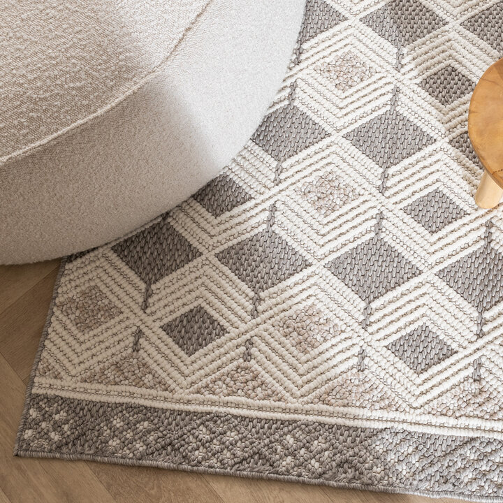 Miljövänlig Matta - Lorre Blocks Gräddvit/Antracit