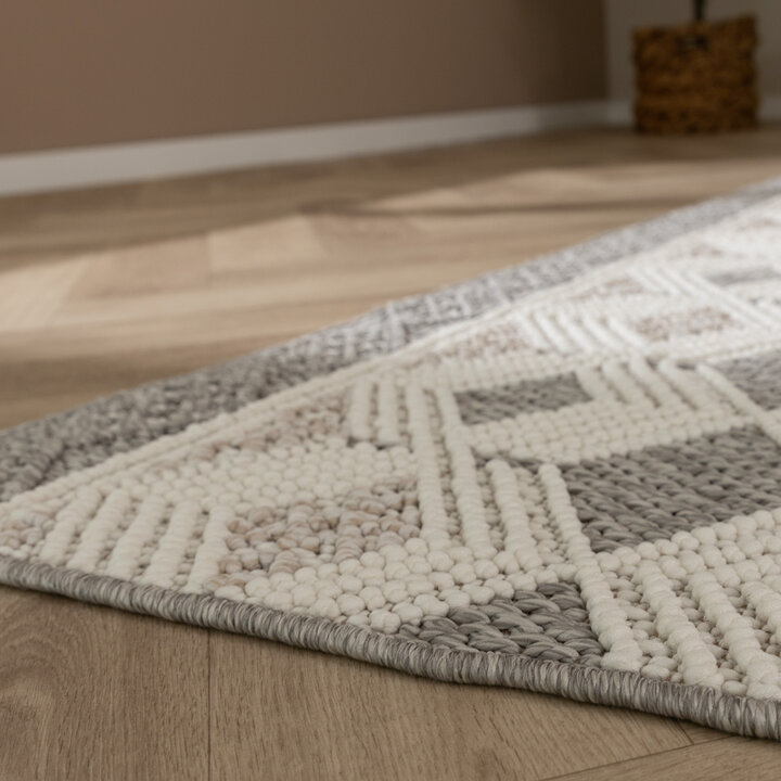 Miljövänlig Matta - Lorre Blocks Gräddvit/Antracit