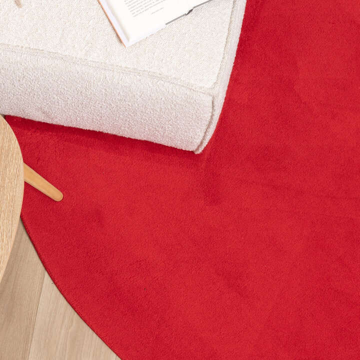 Rund Tvättbar Matta - Vivid Röd