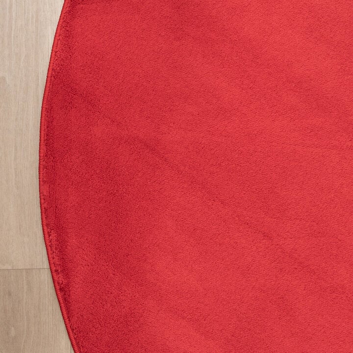 Rund Tvättbar Matta - Vivid Röd