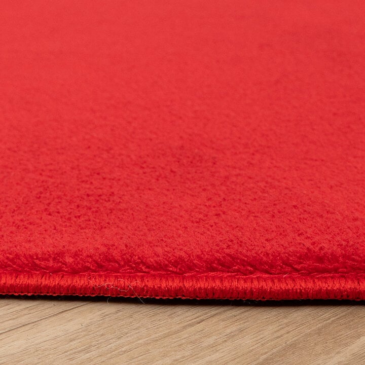 Rund Tvättbar Matta - Vivid Röd