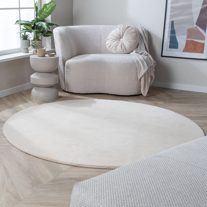 Rund Tvättbar Matta - Vivid Beige