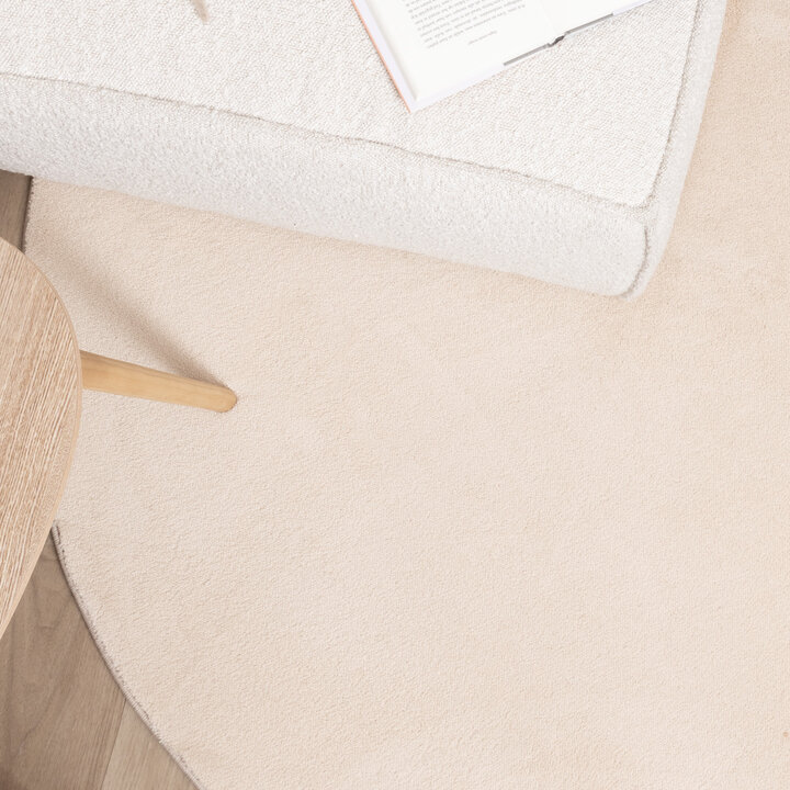 Rund Tvättbar Matta - Vivid Beige