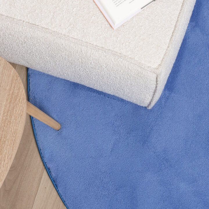 Rund Tvättbar Matta - Vivid Blå