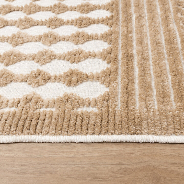 Tvättbar Matta - Dunya Geo Beige/Vit