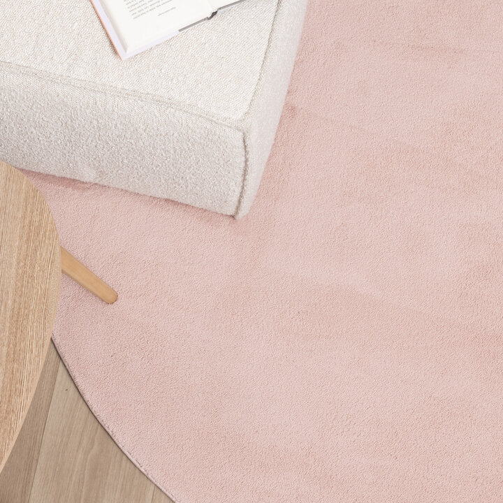 Rund Tvättbar Matta - Vivid Rosa