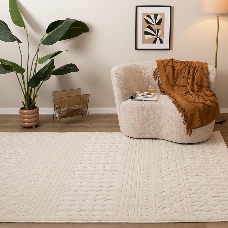 Tvättbar Matta - Dunya Geo Vit