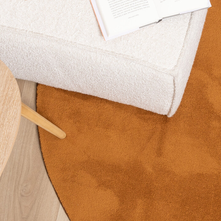 Rund Tvättbar Matta - Vivid Terrakotta