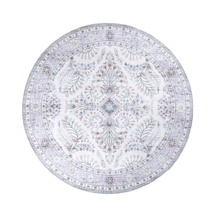 Rund Vintage Utomhusmatta - Santo Flora Vit