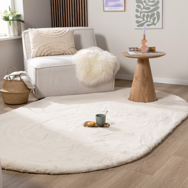 Oval Matta Med Hög Lugg - Comfy Supreme Gräddvit
