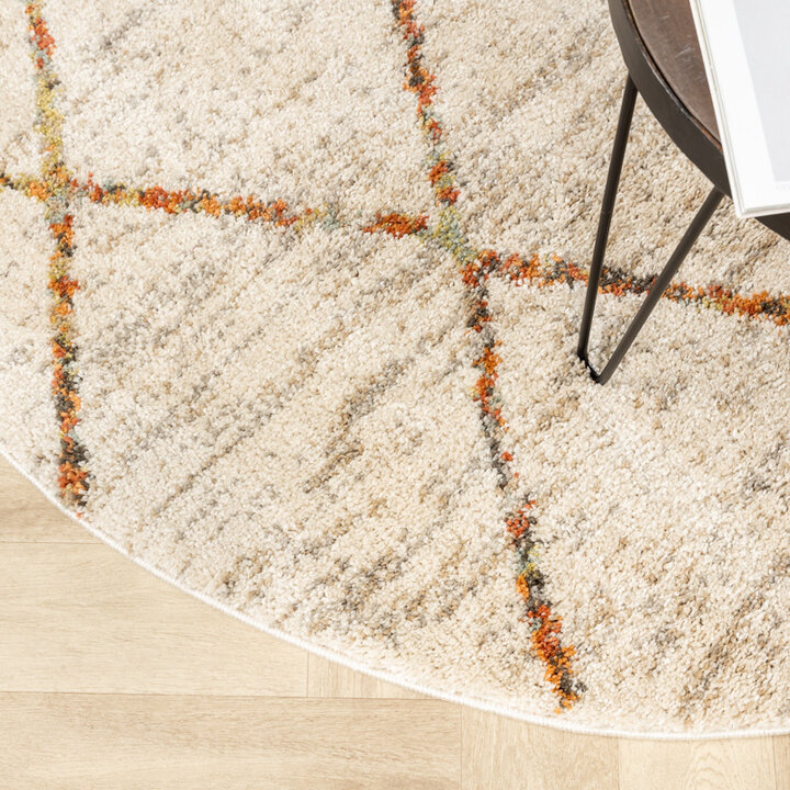 Rund Matta Med Hög Lugg  - Blend Lines Terrakotta