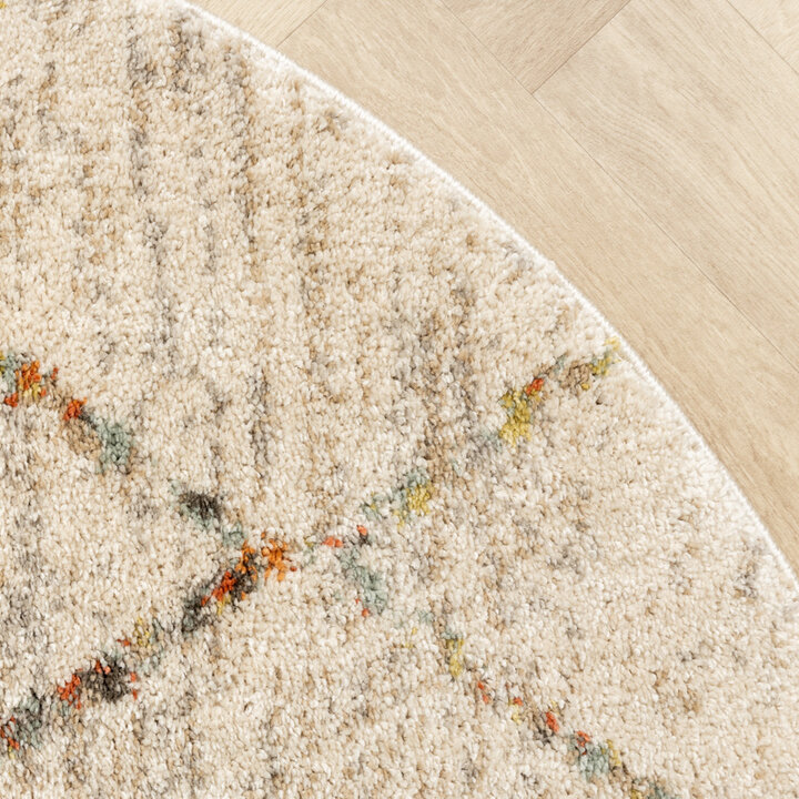 Rund Matta Med Hög Lugg  - Blend Lines Terrakotta