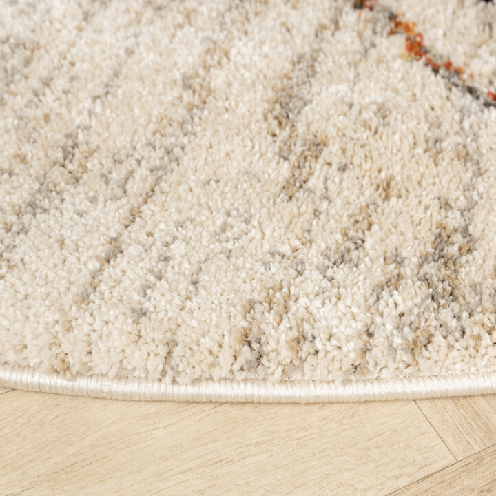 Rund Matta Med Hög Lugg  - Blend Lines Terrakotta