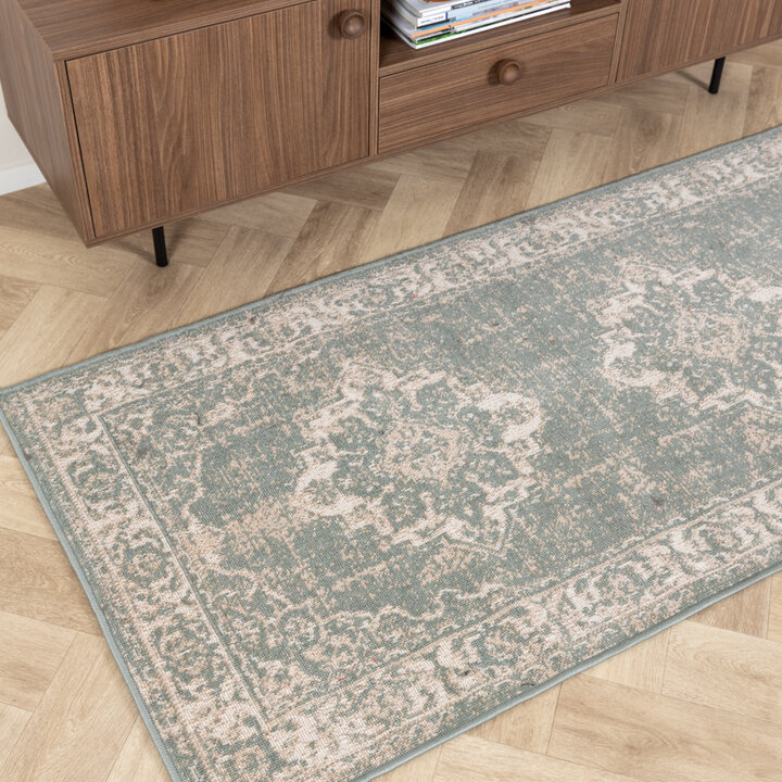 Vintage-Löpare - Spring Medaillon Grön/Gräddvit