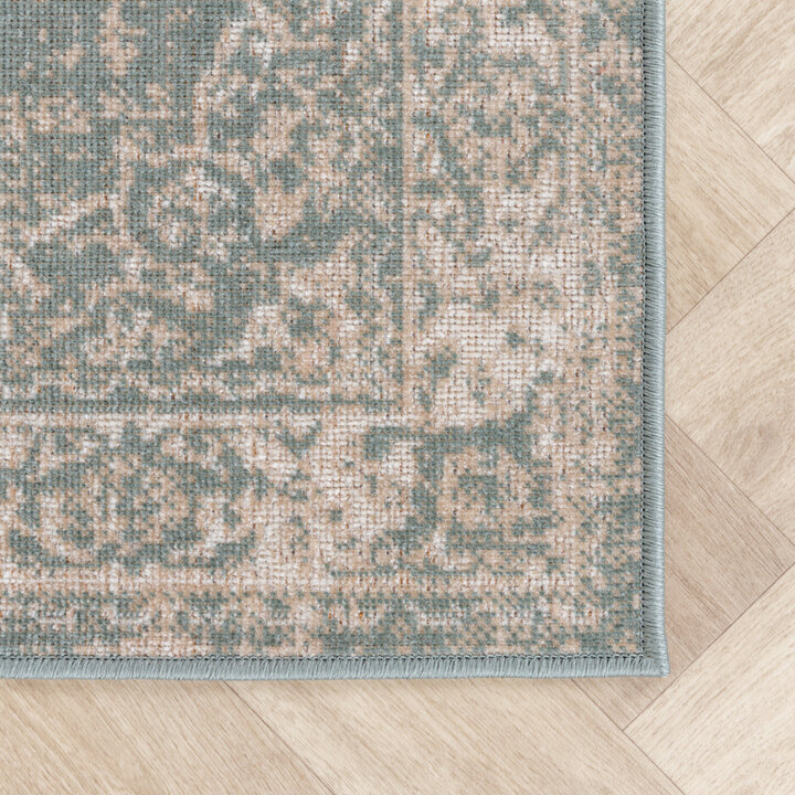 Vintage-Löpare - Spring Medaillon Grön/Gräddvit