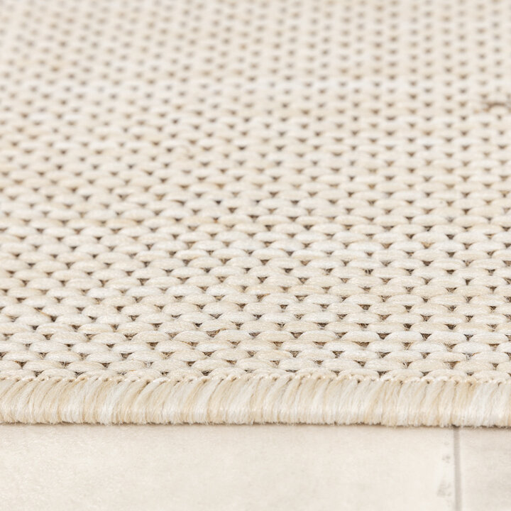 Rund Jute Utomhusmatta - Nomad Leaves Gräddvit