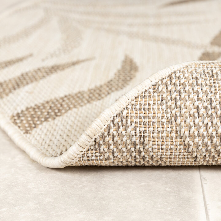 Rund Jute Utomhusmatta - Nomad Leaves Gräddvit