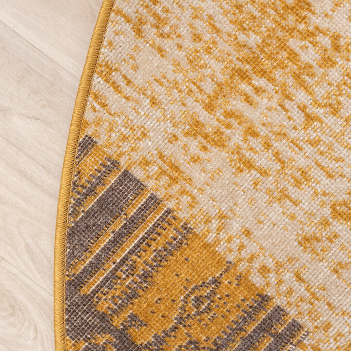 Rund Lapptäckesmatta - Spring Patchwork Gul/Taupe