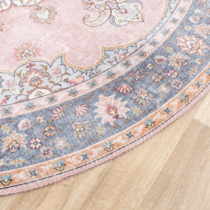 Rund Matta I Vintagestil - Lily Medaillon Rosa