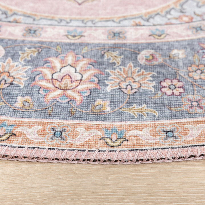 Rund Matta I Vintagestil - Lily Medaillon Rosa