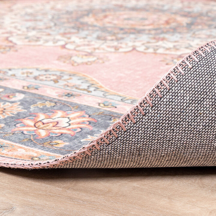 Rund Matta I Vintagestil - Lily Medaillon Rosa